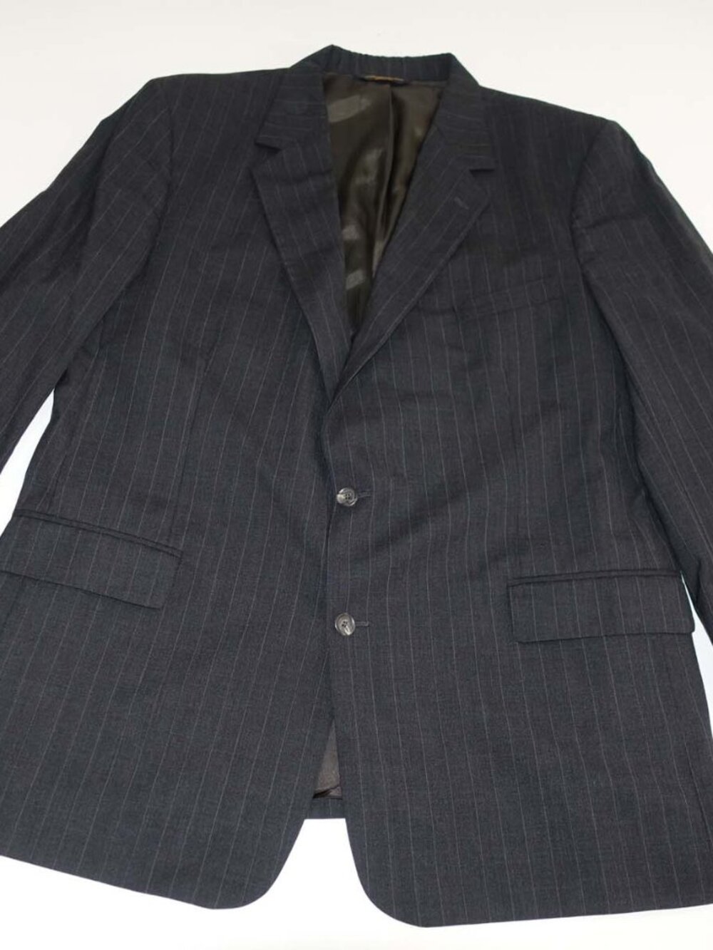 Brooks Brothers Men's Pinstripe Suit Jacket Size 48 Long Charcoal Gray 100% Wool